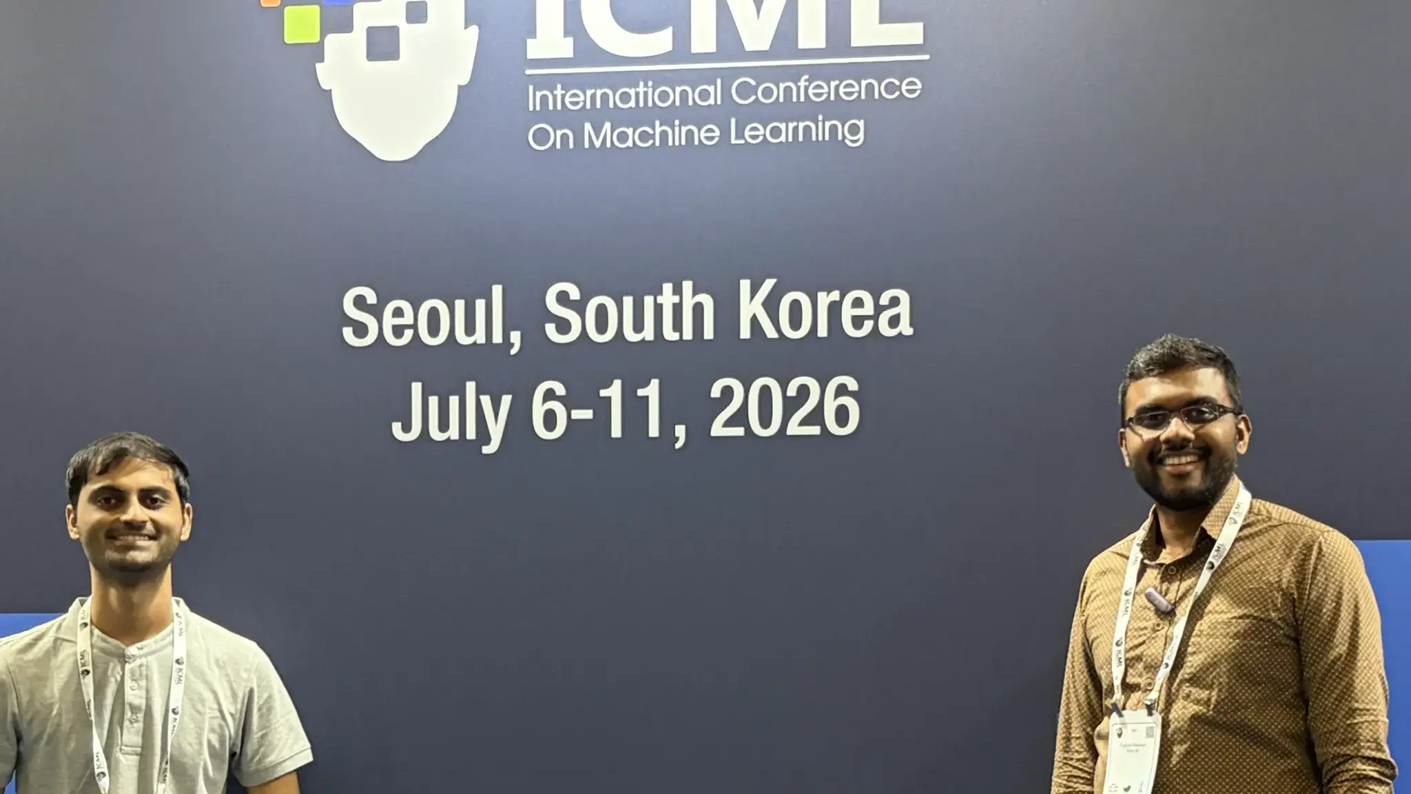 Yogendra Manawat in front of the ICML 2026 venue